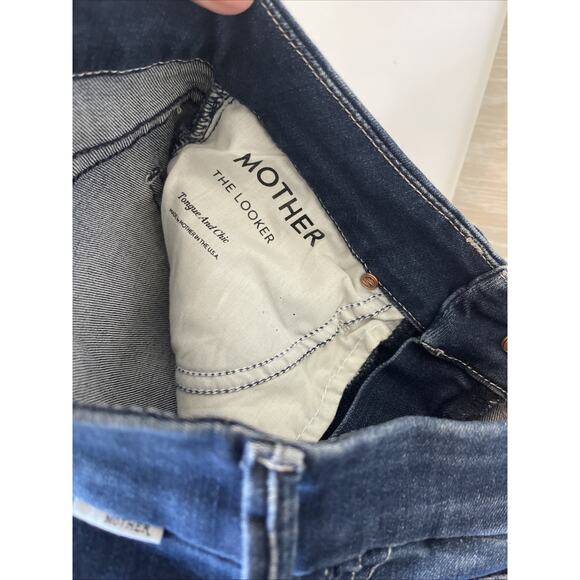 NWT MOTHER High Waisted Looker Ankle Dark Wash Denim Jeans Tongue and Chic Sz 25 - Picture 6 of 7